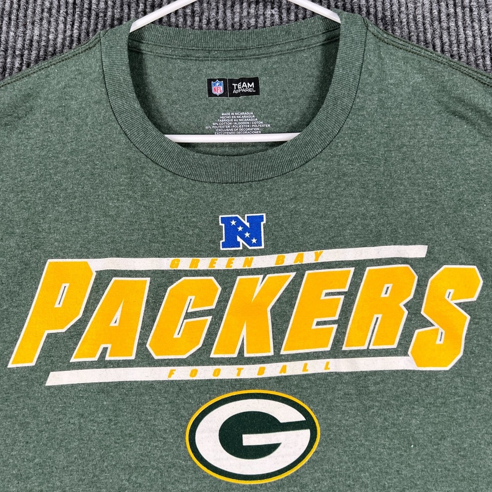 Green Bay Packers Shirt Mens 2XL XXL Green Short Sleeve NFL Team Apparel